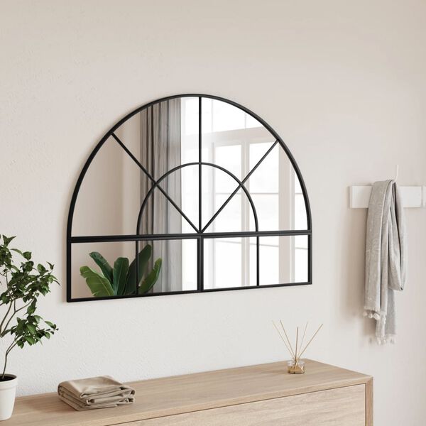 vidaXL Miroir mural noir 100x70 cm arche fer
