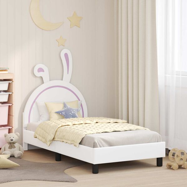 vidaXL Cadre de lit pour enfants avec t&ecirc;te de lit Blanc 80 x 160 cm PU
