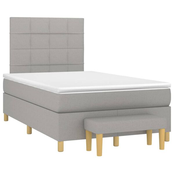 vidaXL Sommier &agrave; lattes de lit avec matelas Gris clair 120x200cm Tissu