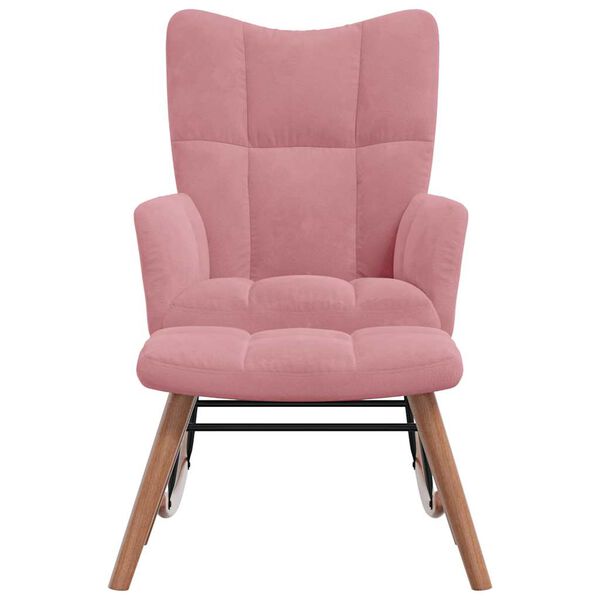 vidaXL Chaise &agrave; bascule avec repose-pied Rose Velours