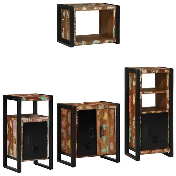 vidaXL Ensemble de mobilier de salle de bain 4 pcs Bois Recyclé Solide