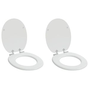vidaXL Si&egrave;ge de toilette &agrave; fermeture douce 2 pi&egrave;ces Blanc 44 x 38 cm