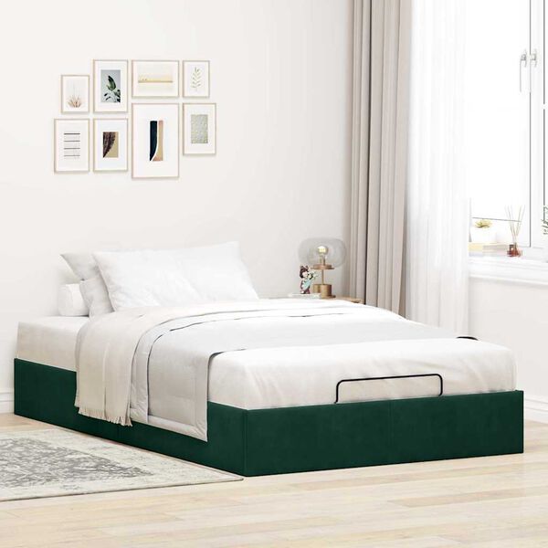 vidaXL Cadre de lit ottoman sans matelas vert fonc&eacute; 120x200 cm velours