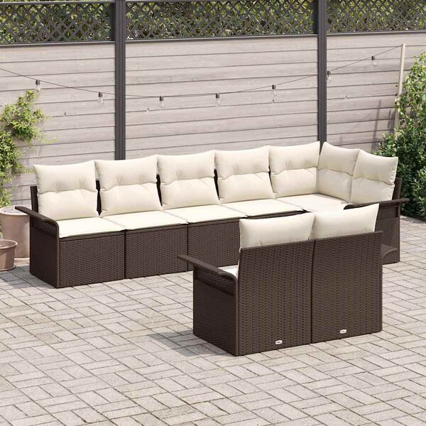 vidaXL Ensemble de canap&eacute; de jardin 8 pcs Marron polyrotin