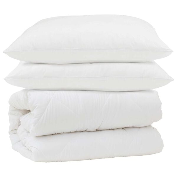 vidaXL Ensemble de Duvet 3 pcs Blanc Microfibre et Plumes D'oie