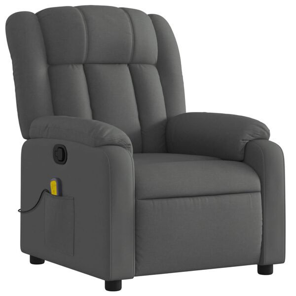 vidaXL Fauteuil inclinable de massage gris foncé tissu