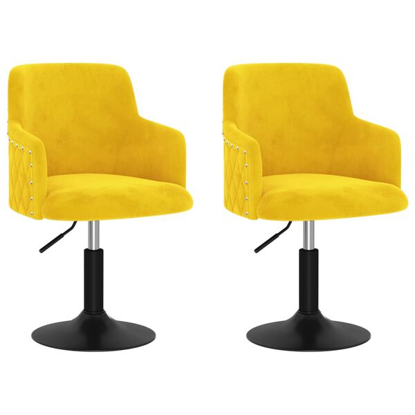 vidaXL Chaises &agrave; manger pivotantes lot de 2 jaune moutarde velours
