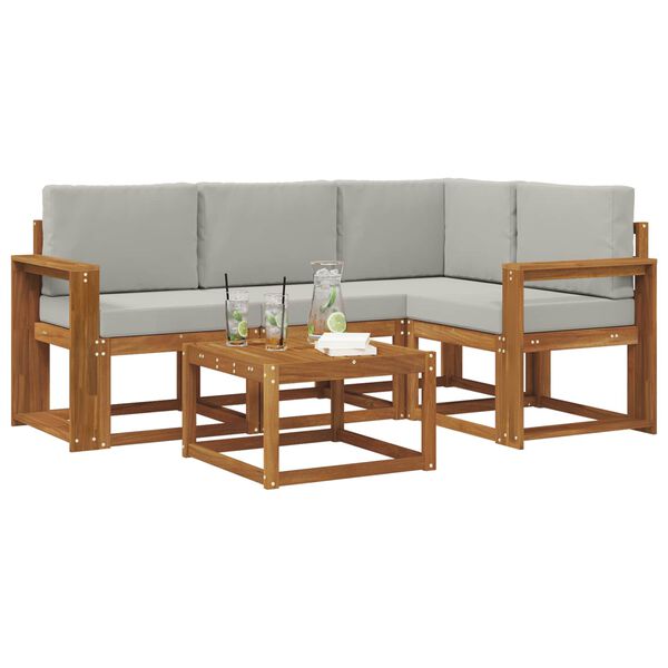 vidaXL Ensemble de canap&eacute;s d'ext&eacute;rieur 5 pcs Gris Naturel et Clair