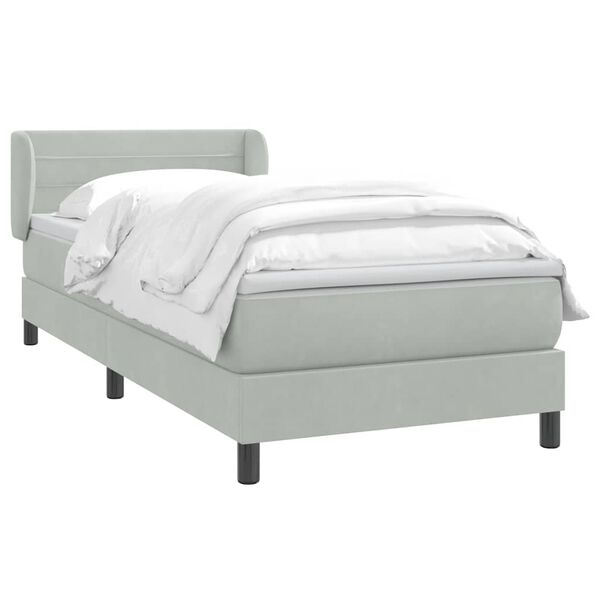 vidaXL Sommier &agrave; lattes de lit et matelas gris clair 80x210 cm velours