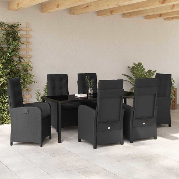 vidaXL Ensemble de salle &agrave; manger pour jardin 7 pcs Noir polyrotin