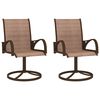 vidaXL Chaises pivotantes de jardin lot de 2 Textil&egrave;ne et acier Marron