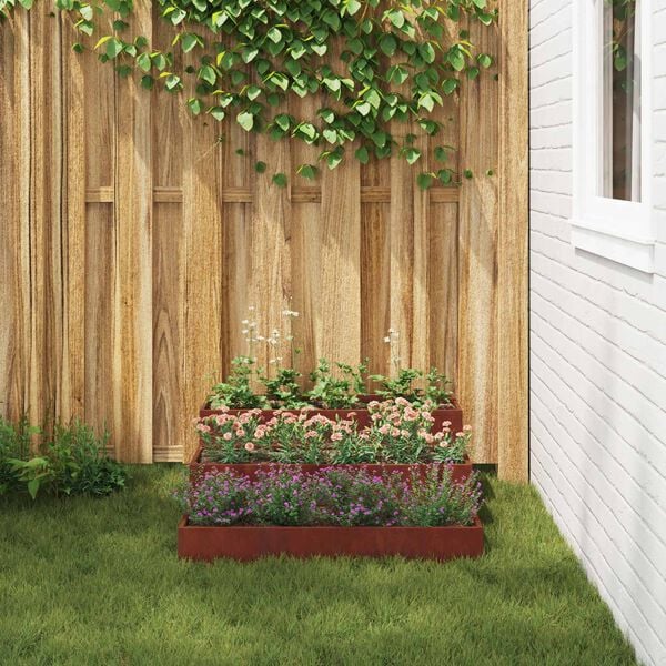 vidaXL Cache-pot de jardin Rouill&eacute; 90 x 90 x 35 cm Acier patin&eacute;