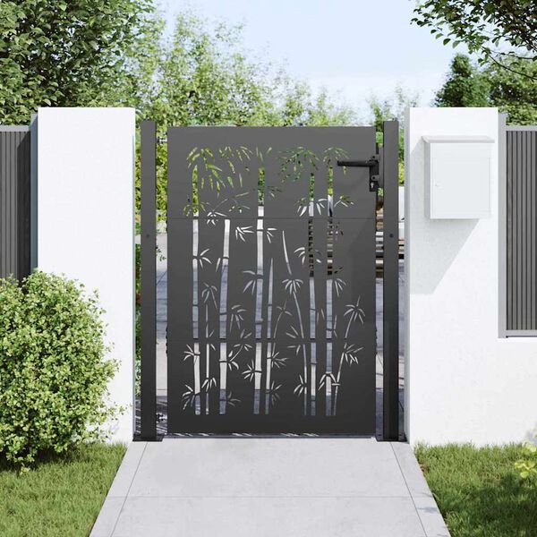 vidaXL Porte de Jardin Noir 85 x 130 cm Acier enduit de poudre