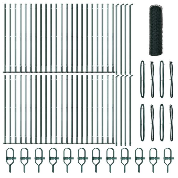 vidaXL Poteau de cl&ocirc;ture. Vert 100 x 1 m (maille de 25 mm)