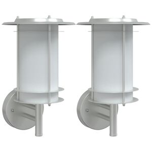 vidaXL Appliques murales d'ext&eacute;rieur 2pcs argent&eacute; acier inoxydable