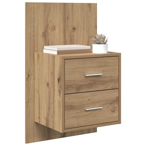 vidaXL Cabinet de chevet mural avec tiroir 2 pcs Chêne artisanal