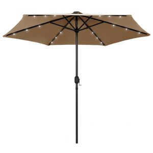 vidaXL Parasol de jardin avec lumi&egrave;res LED et m&acirc;t en aluminium taupe