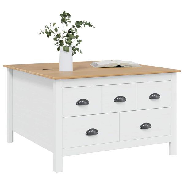 vidaXL Table basse Blanc et marron miel 79,5 x 79,5 x 49 cm