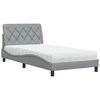 vidaXL Lit avec matelas gris clair 100x200 cm tissu