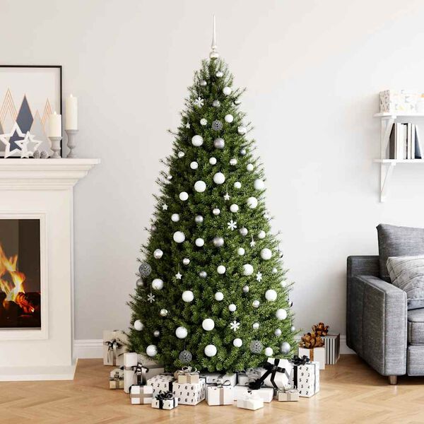 vidaXL Ensemble de boules de No&euml;l 111 pi&egrave;ces blanc et gris polystyr&egrave;ne