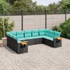 vidaXL Salon de jardin 9 pcs avec coussins noir résine tressée