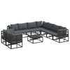 vidaXL Ensemble de canap&eacute; de jardin 10 pc Noir Aluminium