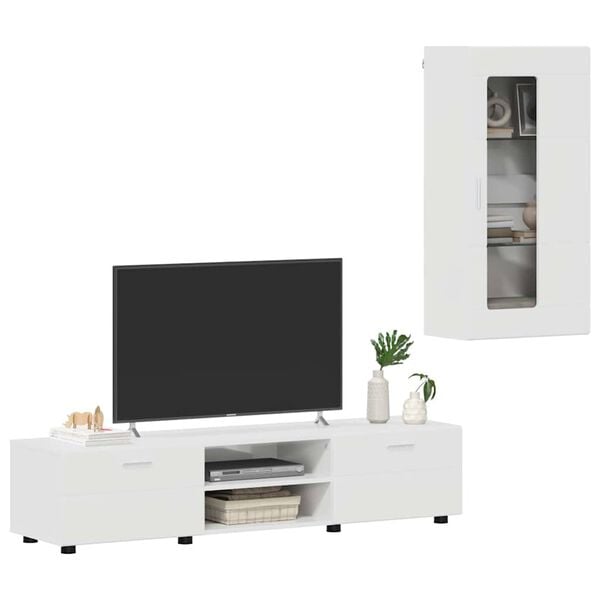 vidaXL Ensemble meuble TV FLORIN Blanc brillant Bois d'ing&eacute;nierie