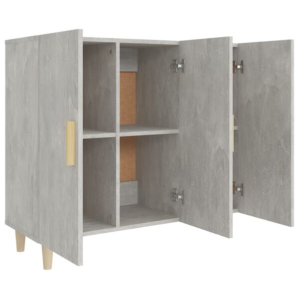 vidaXL Buffet gris béton 90x34x80 cm bois d'ingénierie