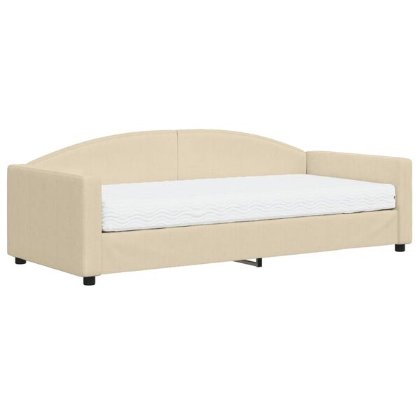 vidaXL Lit de jour avec matelas crème 90x200 cm tissu