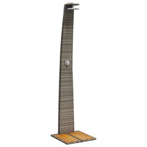 vidaXL Douche d'ext&eacute;rieur gris 55x60x224 cm r&eacute;sine tress&eacute;e bois acacia