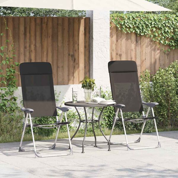 vidaXL Chaise pliante de camping lot de 2 Noir Aluminium