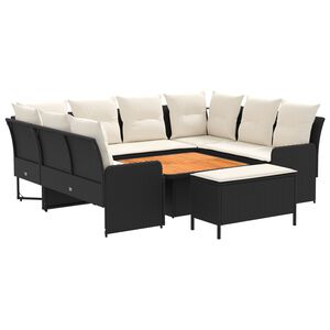 vidaXL Ensembles de meubles 7 pc Noir et Cr&egrave;me Rotin PE