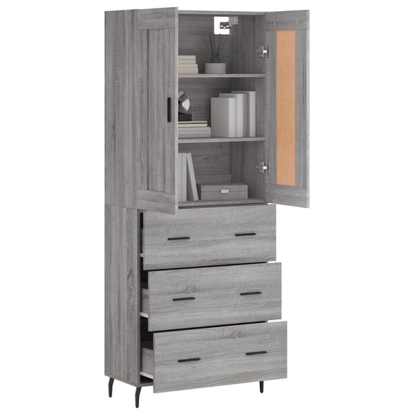 vidaXL Buffet haut Sonoma gris 69,5x34x180 cm Bois d'ingénierie