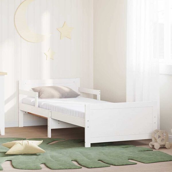 vidaXL Cadre de lit avec matelas Blanc 80 x 200 cm Bois de pin massif