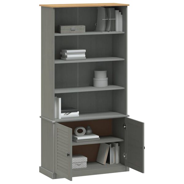 vidaXL Bibliothèque VIGO gris 85x35x170 cm bois massif de pin