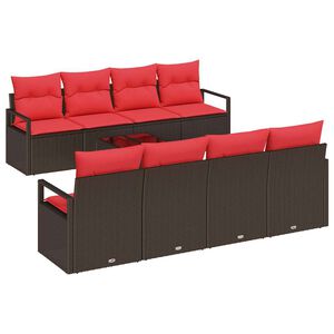 vidaXL Ensemble de Canap&eacute;s 7 pcs Marron et rouge polyrotin