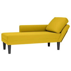 vidaXL Fauteuil long avec coussin et accoudoir droit jaune velours