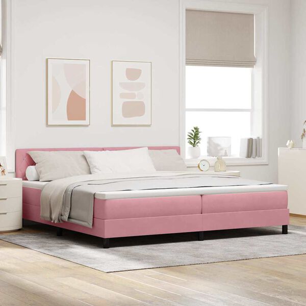 vidaXL Lit &agrave; ressorts avec matelas Rose 200 x 200 cm Velours