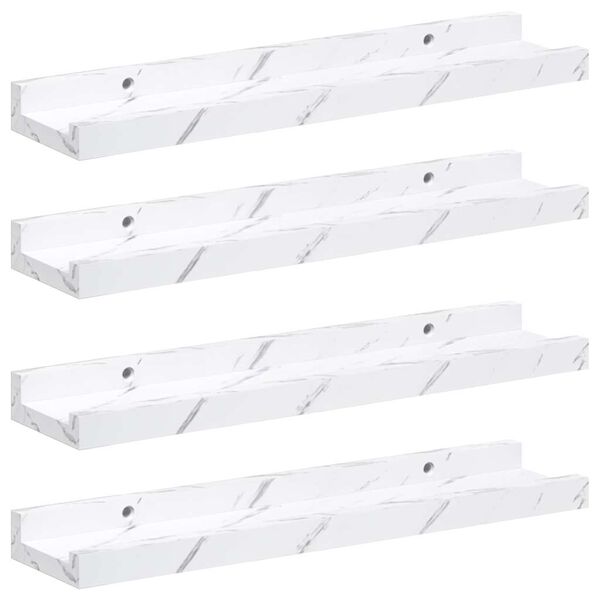 vidaXL &Eacute;tag&egrave;re Murale avec &eacute;tag&egrave;re 4 pcs Marbre blanc 40 x 9 x 3 cm