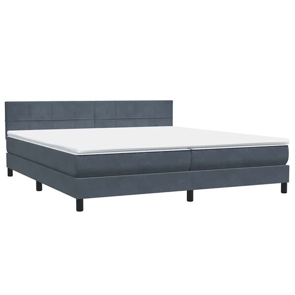vidaXL Sommier &agrave; lattes de lit et matelas gris fonc&eacute; 180x220cm velours