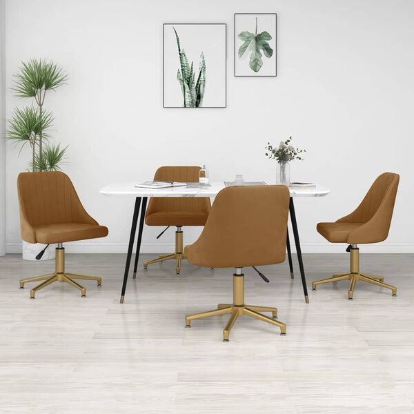 vidaXL Chaises pivotantes &agrave; manger lot de 4 marron velours