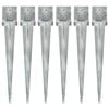 vidaXL Piquets au sol 6 pcs Argent&eacute; 14x14x91 cm Acier galvanis&eacute;