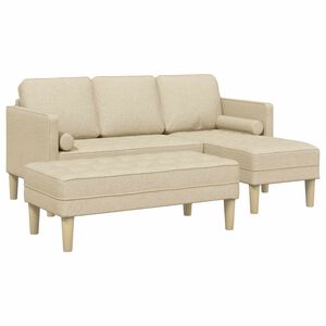 vidaXL Ensemble de Canap&eacute;s 2 pc Cr&egrave;me Polyester