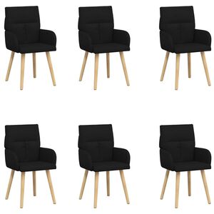 vidaXL Chaises de salle &agrave; manger 6 pc Tissu Noir 60 x 56 x 96 cm