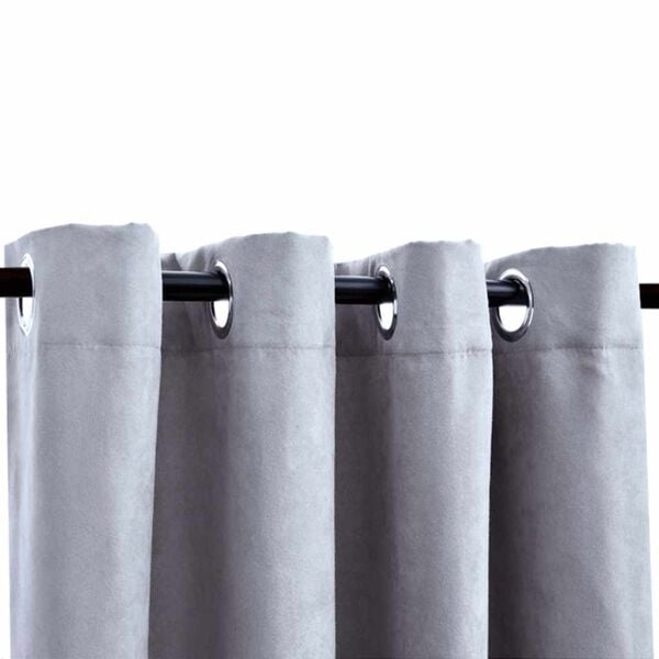 vidaXL Rideaux occultants avec anneaux en m&eacute;tal 2 pcs Gris 140x175 cm