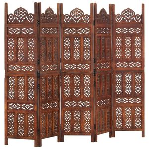 vidaXL Cloison de s&eacute;paration 5 panneaux Marron 200x165cm Bois manguier