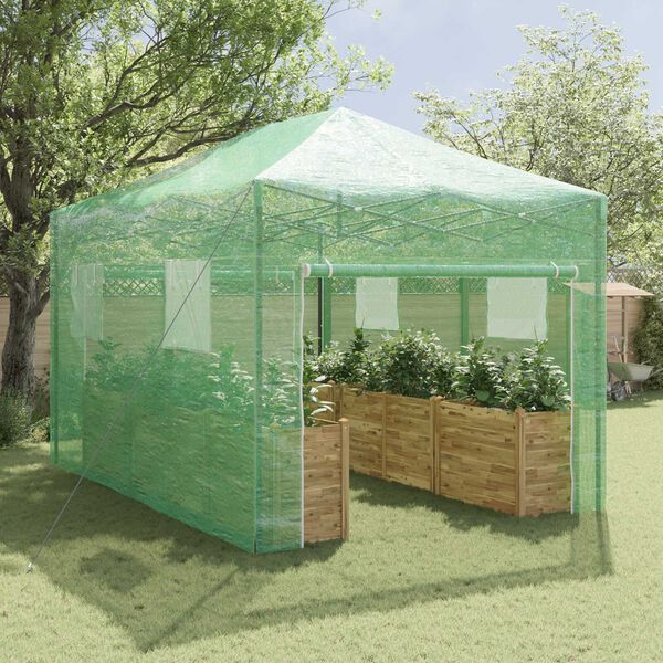 vidaXL Serre avec cadre pop-up avec toit Vert 290 x 430 x 315 cm Fer