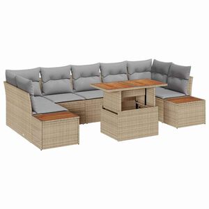 vidaXL Ensemble de canap&eacute; de jardin 8 pc Beige et gris