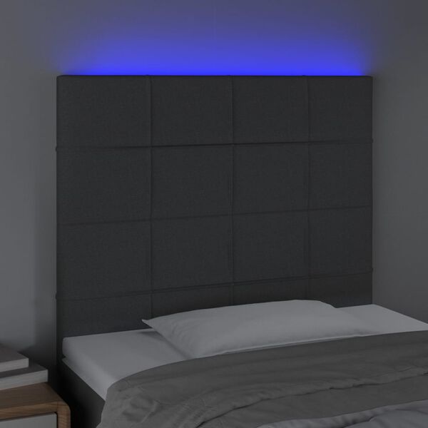 vidaXL T&ecirc;te de lit &agrave; LED Gris fonc&eacute; 100x5x118/128 cm Tissu