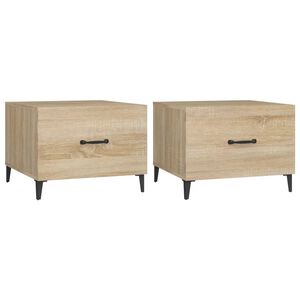 vidaXL Tables basses avec pieds en m&eacute;tal 2 pcs Ch&ecirc;ne sonoma 50x50x40cm